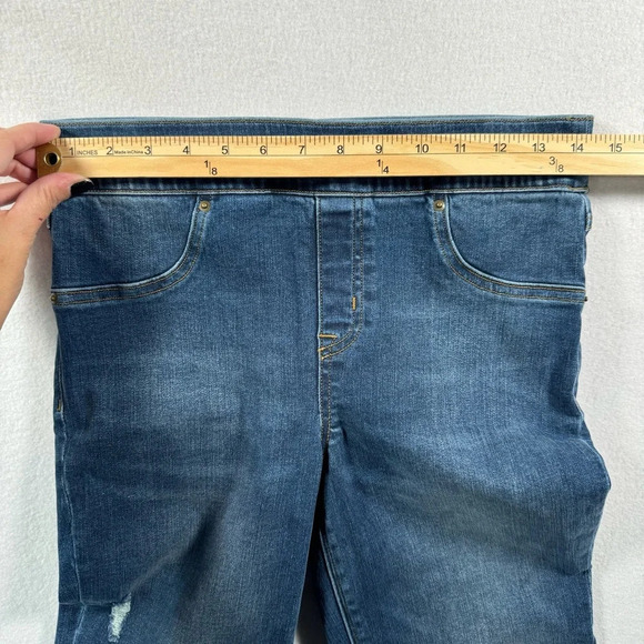 Spanx Skinny Pull On Jean Leggings Womens Size Medium Blue Mid Rise Stretch - Picture 8 of 12